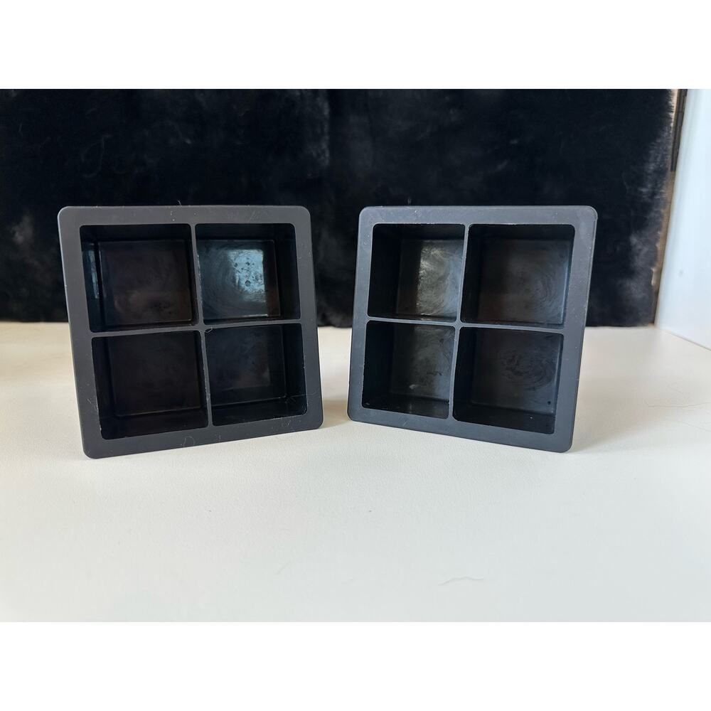 Ice Cube Trays Silicone, Square X-Large  Cocktails & Bourbon -Easy Release set/2